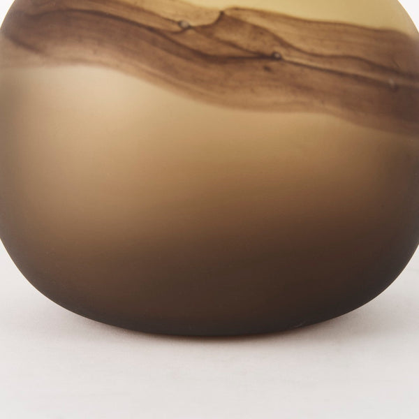 Mercana Pyla Sculptural Glass Vase - Sunlit Dune Inspired Design for Contemporary Home Accents and Decor Yellow/Brown Glass | 8H 69038