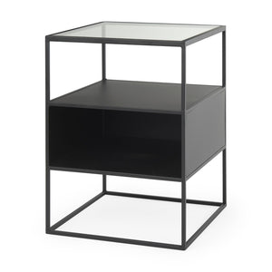 Mercana Samson Minimalist Side Table with Storage Compartment for Modern Living Spaces and Compact Design 70096