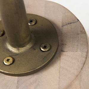 Mercana Maxwell 20" Round Wood Pedestal Side Table – Elegant Accent for Modern Living Spaces and Corners Light Brown Wood | Gold Metal 69205