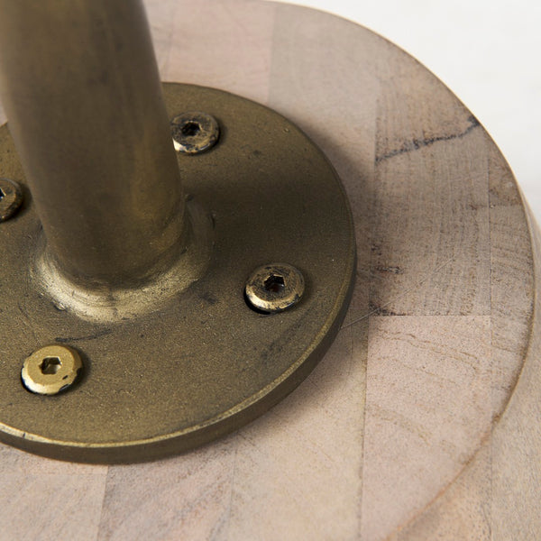 Mercana Maxwell 20" Round Wood Pedestal Side Table – Elegant Accent for Modern Living Spaces and Corners Light Brown Wood | Gold Metal 69205