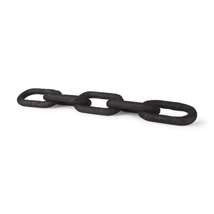 Mercana Alix Hand-Crafted Solid Mango Wood Chain Link Sculpture for Modern Organic Home Décor 29” Long Black Wood 69570