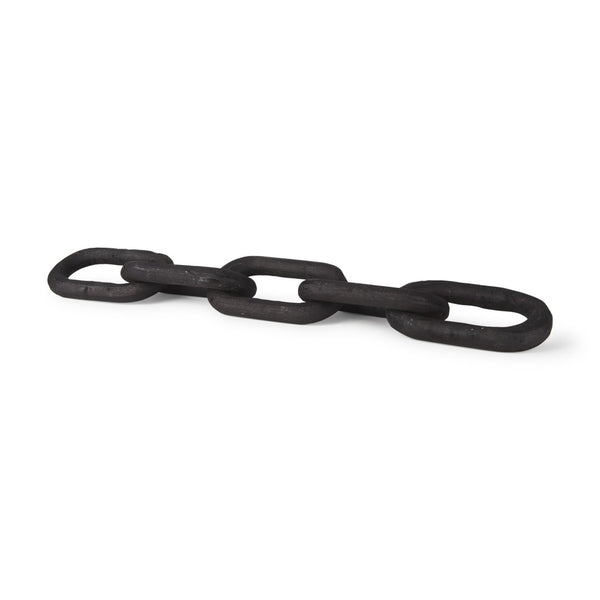 Mercana Alix Hand-Crafted Solid Mango Wood Chain Link Sculpture for Modern Organic Home Décor 29” Long Black Wood 69570