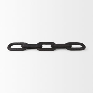 Mercana Alix Hand-Crafted Solid Mango Wood Chain Link Sculpture for Modern Organic Home Décor 29” Long Black Wood 69570