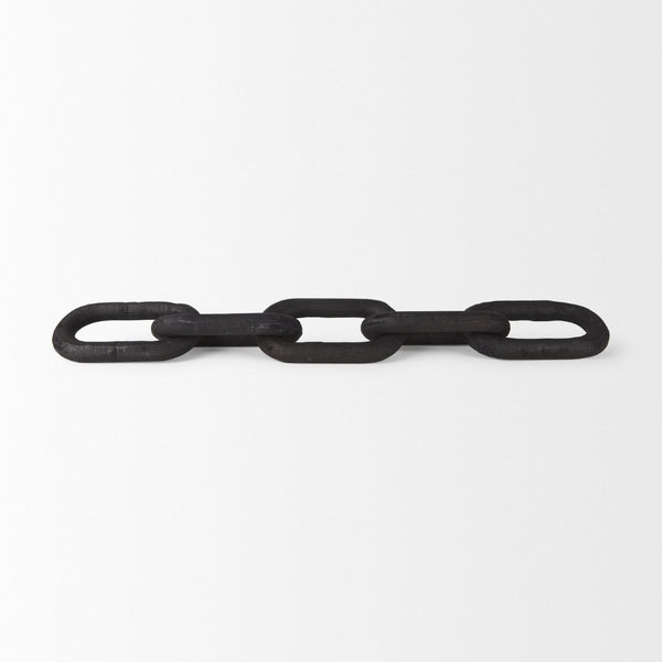 Mercana Alix Hand-Crafted Solid Mango Wood Chain Link Sculpture for Modern Organic Home Décor 29” Long Black Wood 69570