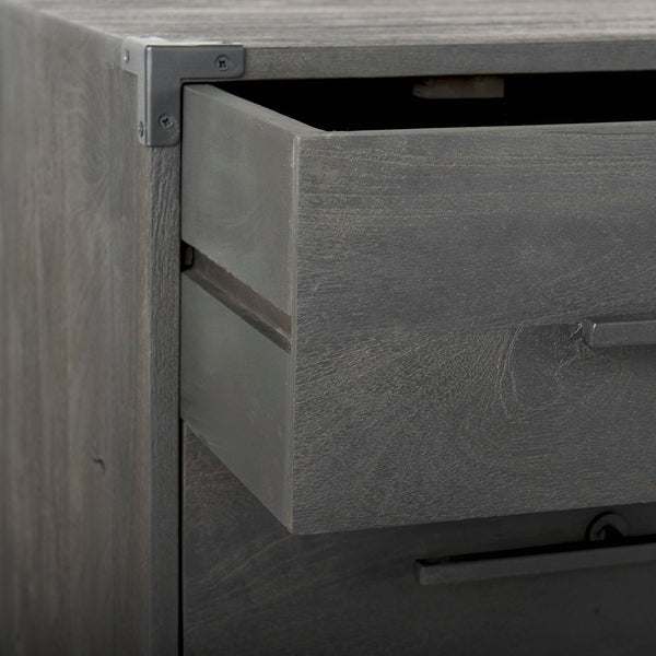 Mercana Ward 34L x 18W Industrial 3 Drawer Accent Cabinet with Iron Base for Modern Urban Living Spaces 67826