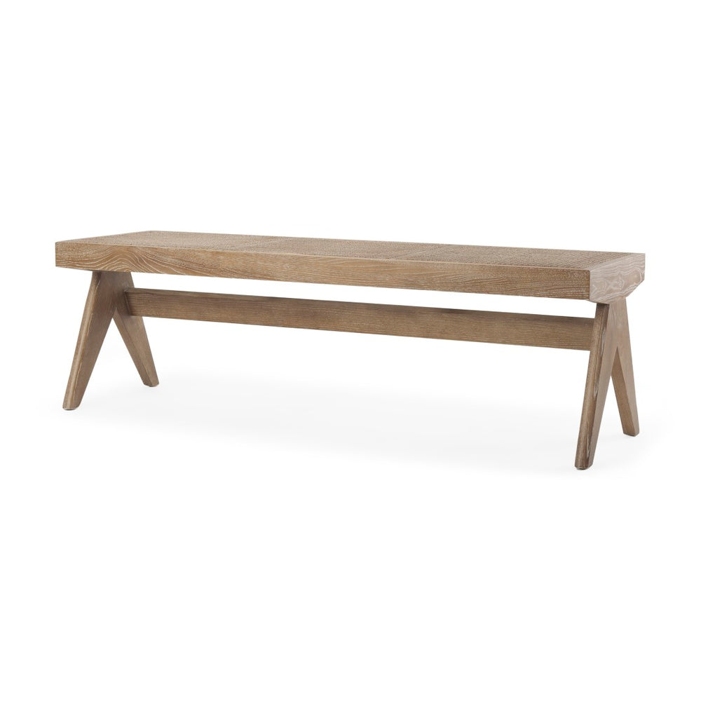 Mercana Arvin Solid Wood Bench with Woven Cane Seat - Versatile Accent for Entryways, Living Rooms & More Brown Wood 70070