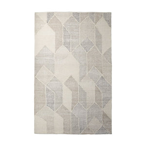 Mercana Kolt Handwoven Wool Area Rug with Modern Neutral Geometric Design for Cozy Living Spaces Gray & Beige | 144L x 108W 69770