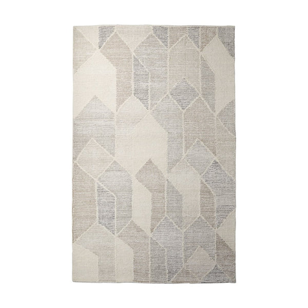 Mercana Kolt Handwoven Wool Area Rug with Modern Neutral Geometric Design for Cozy Living Spaces Gray & Beige | 144L x 108W 69770