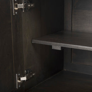 Mercana Darwin Sideboard: Elegant Solid Wood Cabinet with Geometric Doors for Stylish Storage Solutions Brown Wood | Gold Metal 68472