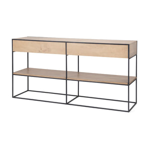 Mercana Morris Modern Industrial 2-Drawer Console Table with Open Shelf for Stylish Storage and Display 69716