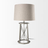 Mercana Raen (28.5"H) Gray Metal Octagonal Base w/Beige Shade Table Lamp 68111