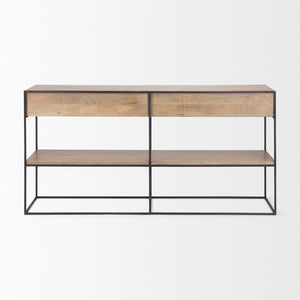 Mercana Morris Modern Industrial 2-Drawer Console Table with Open Shelf for Stylish Storage and Display 69716