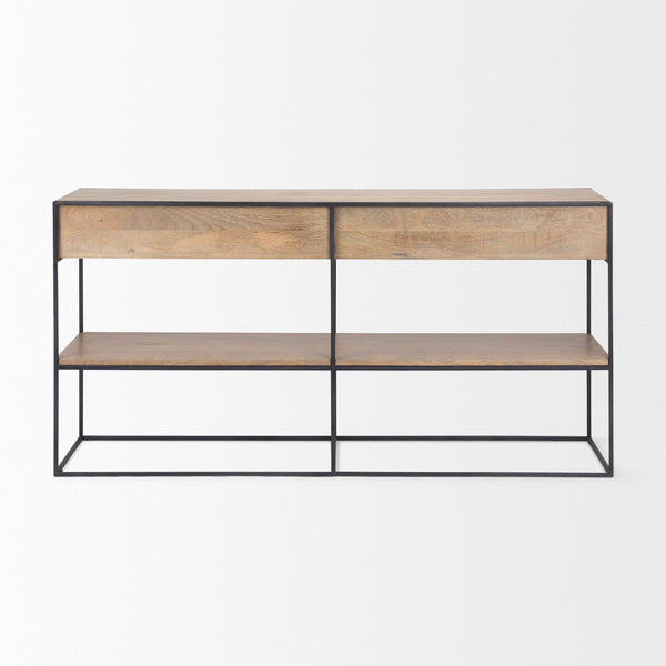 Mercana Morris Modern Industrial 2-Drawer Console Table with Open Shelf for Stylish Storage and Display 69716