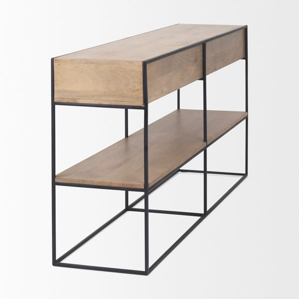 Mercana Morris Modern Industrial 2-Drawer Console Table with Open Shelf for Stylish Storage and Display 69716