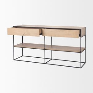 Mercana Morris Modern Industrial 2-Drawer Console Table with Open Shelf for Stylish Storage and Display 69716