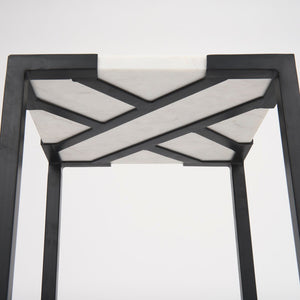 Mercana Lucas Nesting Accent Tables Set of 2 - Elegant Marble Tops with Sleek Iron Frames for Modern Spaces 68240