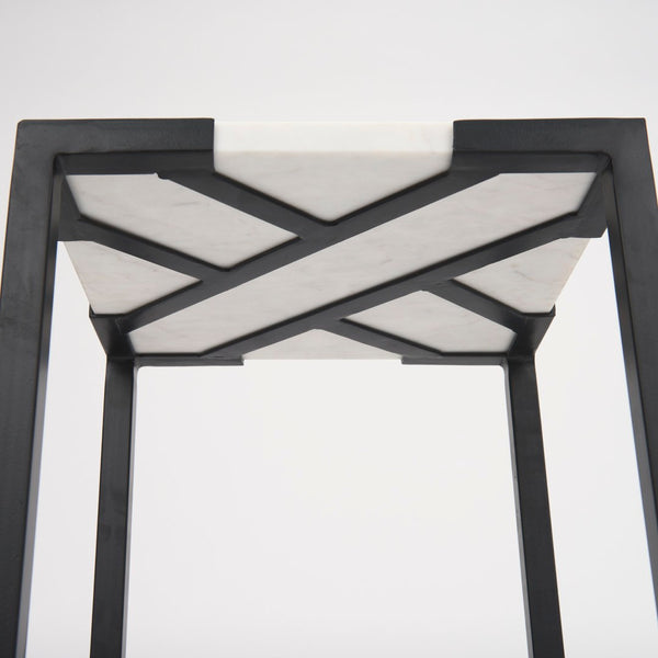 Mercana Lucas Nesting Accent Tables Set of 2 - Elegant Marble Tops with Sleek Iron Frames for Modern Spaces 68240