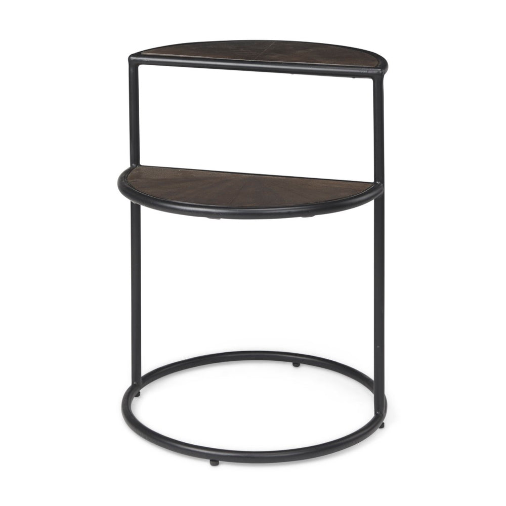 Mercana Arlo Stylish Industrial Accent Table with Unique Half-Moon Shelves for Modern Living Spaces 69735