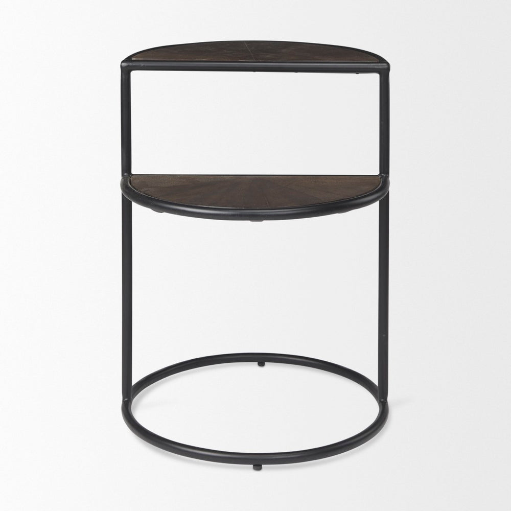 Mercana Arlo Stylish Industrial Accent Table with Unique Half-Moon Shelves for Modern Living Spaces 69735