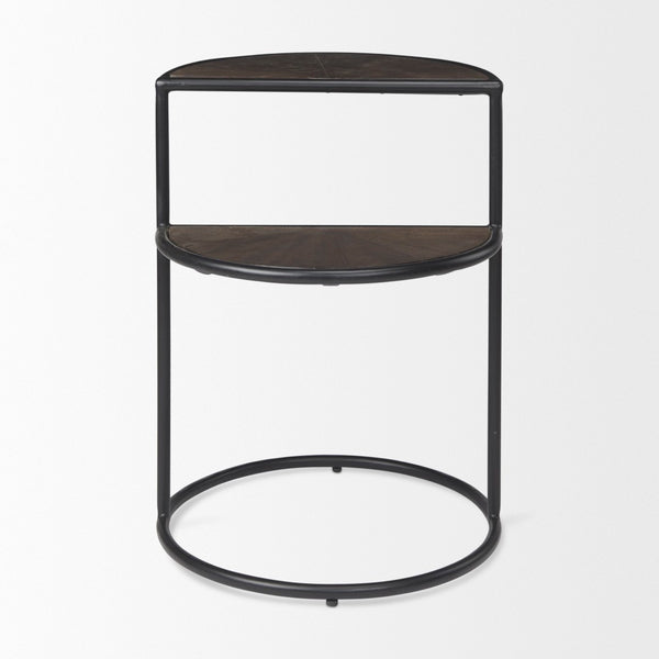 Mercana Arlo Stylish Industrial Accent Table with Unique Half-Moon Shelves for Modern Living Spaces 69735
