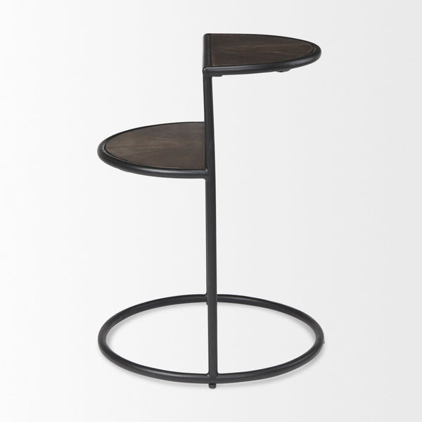 Mercana Arlo Stylish Industrial Accent Table with Unique Half-Moon Shelves for Modern Living Spaces 69735