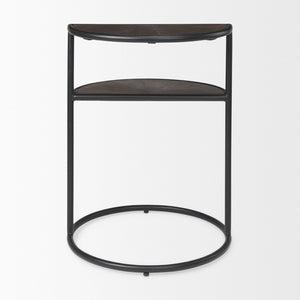 Mercana Arlo Stylish Industrial Accent Table with Unique Half-Moon Shelves for Modern Living Spaces 69735