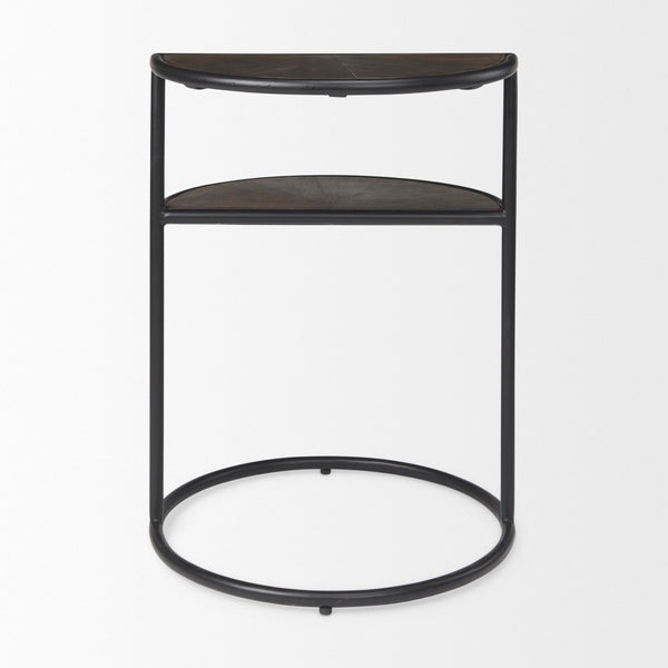 Mercana Arlo Stylish Industrial Accent Table with Unique Half-Moon Shelves for Modern Living Spaces 69735