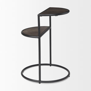 Mercana Arlo Stylish Industrial Accent Table with Unique Half-Moon Shelves for Modern Living Spaces 69735