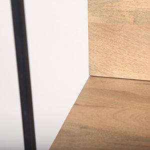 Mercana Morris 4-Shelf Vertical Shelving Unit with Solid Wood and Sleek Metal Frame for Stylish Storage Solutions Brown Wood | Black Metal 69717