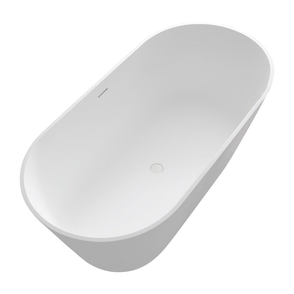 English Elm 63 Inch Freestanding Stone Resin Soaking Tub Matte White Spa Bathtub for Bathroom T3785P490211