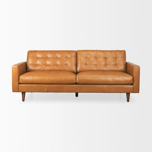 Mercana Olaf Modern Leather Sofa - Premium Comfort with Blind-Tufted Cushions and Tapered Legs for Elegance 69693