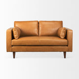 Mercana Elton 65.0L x 37.8W x 34.6H Tan Leather Love Seat Sofa 69698