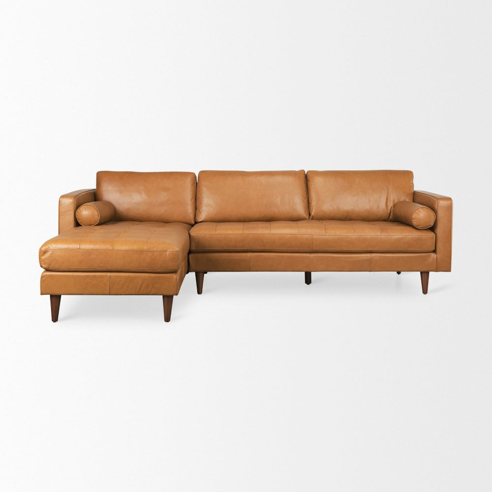 Mercana Svend Mid-Century Modern Sofa in 100% Top-Grain Leather | Timeless Comfort & Unique Character 69692-AB