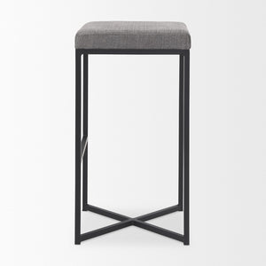 Mercana Frodo Contemporary Counter Stool with Plush Seat and Sturdy Iron Frame for Kitchen and Home Bars Gray Fabric | Black Iron | Bar 69575