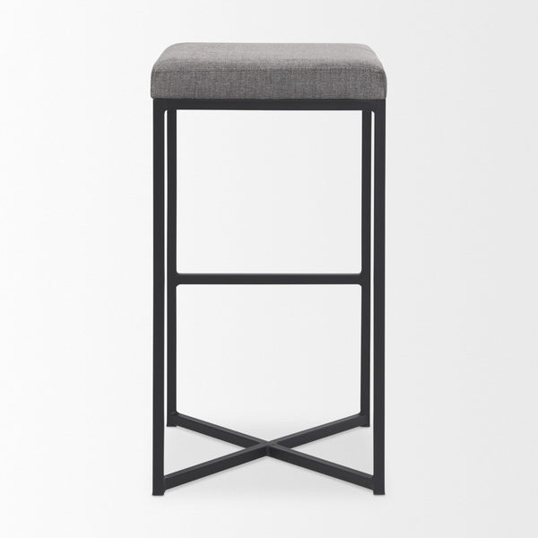 Mercana Frodo Contemporary Counter Stool with Plush Seat and Sturdy Iron Frame for Kitchen and Home Bars Gray Fabric | Black Iron | Bar 69575