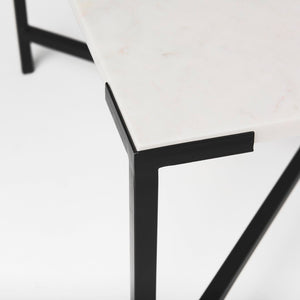 Mercana Lucas Square Coffee Table: Luxurious Marble Top with Sturdy Iron Base for Modern Living Room Style 68239