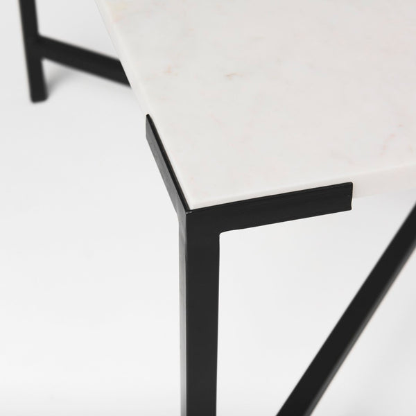 Mercana Lucas Square Coffee Table: Luxurious Marble Top with Sturdy Iron Base for Modern Living Room Style 68239