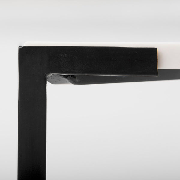 Mercana Lucas Square Coffee Table: Luxurious Marble Top with Sturdy Iron Base for Modern Living Room Style 68239