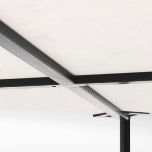 Mercana Lucas Square Coffee Table: Luxurious Marble Top with Sturdy Iron Base for Modern Living Room Style 68239