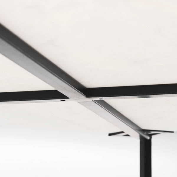 Mercana Lucas Square Coffee Table: Luxurious Marble Top with Sturdy Iron Base for Modern Living Room Style 68239