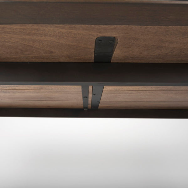 Mercana Nicholas II Dining Table - Solid Mango Wood Top with Industrial Iron Base for Modern Elegance 68844