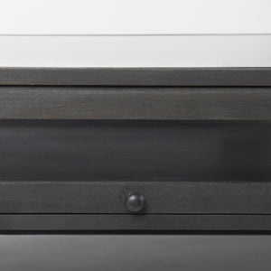 Mercana Arelius 42" Display Coffee Table with Glass Top & Solid Mango Wood Frame for Stylish Living Spaces Black-Brown Wood | Black Metal | Rectangular 69746