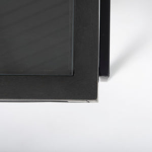 Mercana Arelius 42" Display Coffee Table with Glass Top & Solid Mango Wood Frame for Stylish Living Spaces Black-Brown Wood | Black Metal | Rectangular 69746