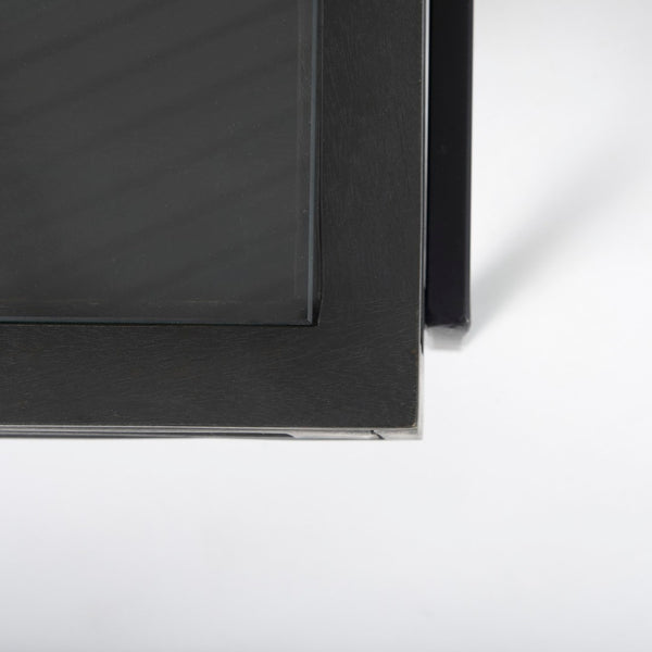 Mercana Arelius 42" Display Coffee Table with Glass Top & Solid Mango Wood Frame for Stylish Living Spaces Black-Brown Wood | Black Metal | Rectangular 69746