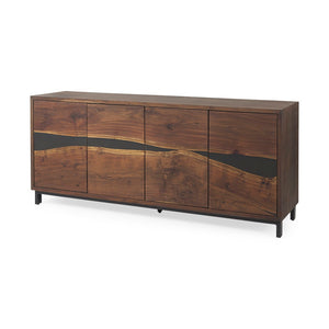 Mercana Hemlock Solid Wood Sideboard with Magnetic Doors and Sturdy Iron Base for Modern Living Spaces 69734