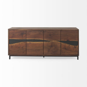 Mercana Hemlock Solid Wood Sideboard with Magnetic Doors and Sturdy Iron Base for Modern Living Spaces 69734