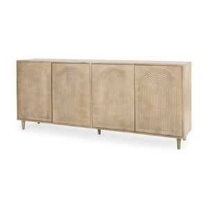 Mercana Tucker Contemporary Sideboard with Carved Arch Design - Versatile Storage for Any Living Space Light Brown Wood | 4 Door 69954