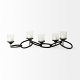 Mercana Quito Black Metal Chain-Link Five Candle Table Candle Holder  53337