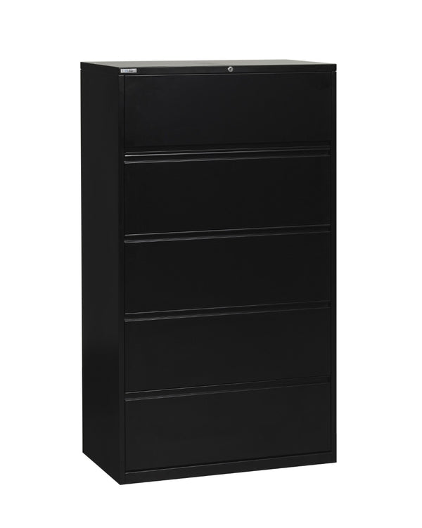 OSP Home Furnishings 36" Wide 5 Drawer Lateral File Cabinet with Locking Security and Ball Bearing Slides LF536-B