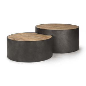 Mercana Eclipse Nesting Drum Coffee Tables with Lift-Top Storage for Modern Living Room Versatility 70240